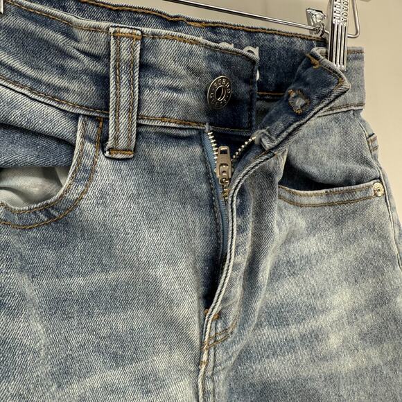 GUESS‎ 90s Y2K Trendy Vtg Light Colored Jeans Girls Size 8 Cuffed Pants Logo - Picture 6 of 11